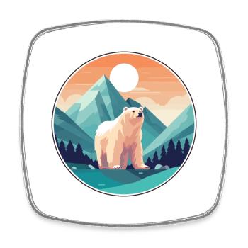 Ours Aquarelle Dessin Animé Kawaii Animal De Compagnie Coloré - Magnet carré - blanc - Devant
