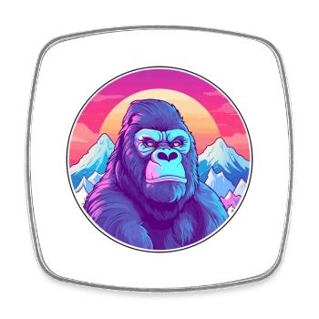 Gorilla Watercolor Cartoon Kawaii Pet Animal Color - Square fridge magnet - white - Front