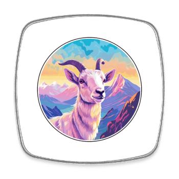 Goat Watercolor Cartoon Kawaii Pet Animal Colorful - Square fridge magnet - white - Front