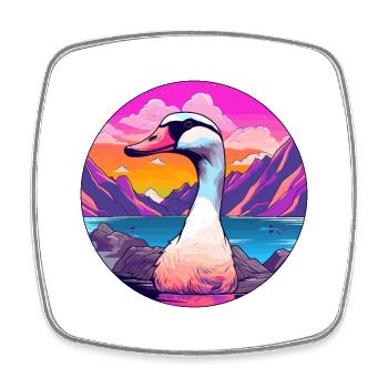 Goose Watercolor Cartoon Kawaii Pet Animal Colorfu - Square fridge magnet - white - Front