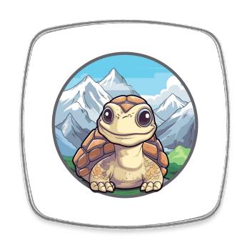 Turtle Watercolor Cartoon Kawaii Pet Animal Colorf - Square fridge magnet - white - Front