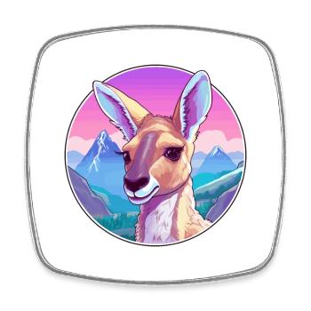 Kangourou Aquarelle Dessin Animé Kawaii Animal Animal Colo - Magnet carré - blanc - Devant