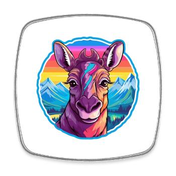 Okapi Watercolor Cartoon Kawaii Pet Animal Colorfu - Square fridge magnet - white - Front