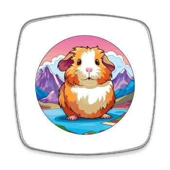 Cochon d’Inde aquarelle dessin animé Kawaii Pet Animal Co - Magnet carré - blanc - Devant