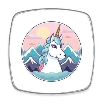 Unicorn Watercolor Cartoon Kawaii Pet Animal Color - Square fridge magnet - white - Front