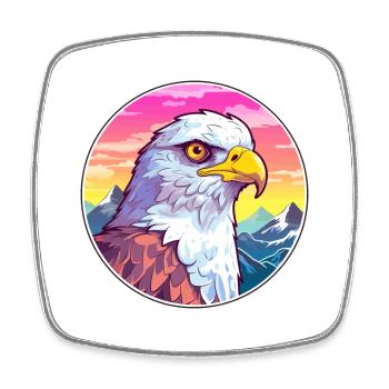 Falke Aquarell Karikatur Kawaii Haustier Tier Bunt - Viereckiger Kühlschrankmagnet - Weiß - Vorne