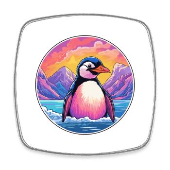 Penguin Watercolor Cartoon Kawaii Pet Animal Color - Square fridge magnet - white - Front