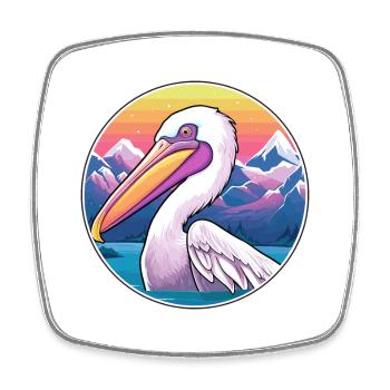 Pelikan Aquarell Karikatur Kawaii Haustier Tier Farbe - Viereckiger Kühlschrankmagnet - Weiß - Vorne