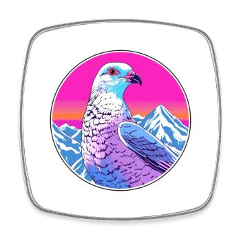 Pigeon Watercolor Cartoon Kawaii Pet Animal Colorf - Square fridge magnet - white - Front