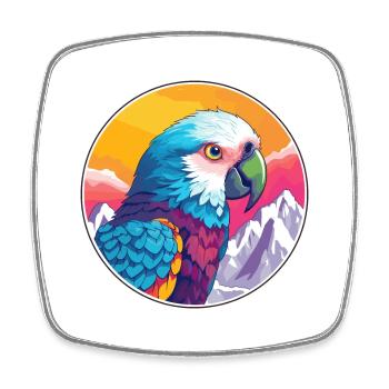 Papagei Aquarell Karikatur Kawaii Haustier Tier Farbe - Viereckiger Kühlschrankmagnet - Weiß - Vorne