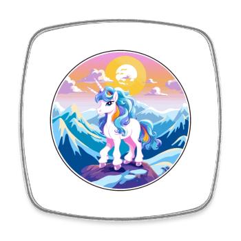 Poney Aquarelle Dessin Animé Kawaii Animal De Compagnie Coloré - Magnet carré - blanc - Devant