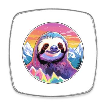 Faultier Aquarell Karikatur Kawaii Haustier Tier Farbefu - Viereckiger Kühlschrankmagnet - Weiß - Vorne