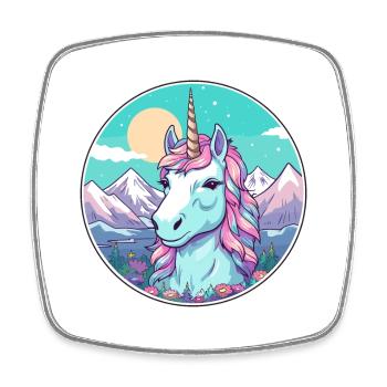 Einhorn Aquarell Karikatur Kawaii Haustier Tier Farbe - Viereckiger Kühlschrankmagnet - Weiß - Vorne
