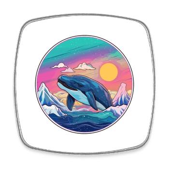 Wal Aquarell Karikatur Kawaii Haustier Tier Farbefu - Viereckiger Kühlschrankmagnet - Weiß - Vorne