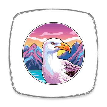 Seagull Watercolor Cartoon Kawaii Pet Animal Color - Square fridge magnet - white - Front