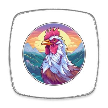 Hahn Aquarell Karikatur Kawaii Haustier Tier Farbe - Viereckiger Kühlschrankmagnet - Weiß - Vorne
