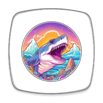 Shark Watercolor Cartoon Kawaii Pet Animal Colorfu - Square fridge magnet - white - Front