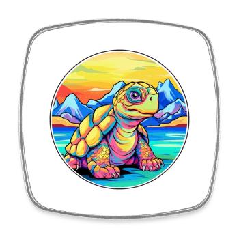 Schildkröte Aquarell Karikatur Kawaii Haustier Tier Farbe - Viereckiger Kühlschrankmagnet - Weiß - Vorne