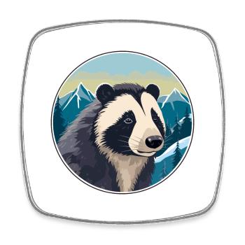 Blaireau Aquarelle Dessin Animé Kawaii Animal De Compagnie Colorf - Magnet carré - blanc - Devant