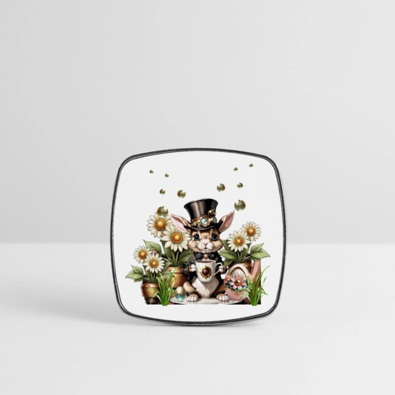 This cute Steampunk Easter Bunny is here Square fridge magnet
