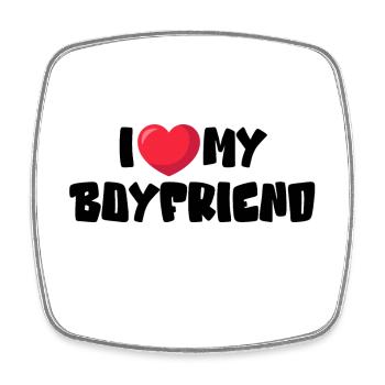 I Love My Boyfriend - Viereckiger Kühlschrankmagnet - Weiß - Vorne