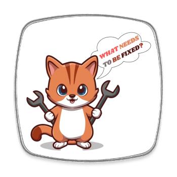 Chaton mignon avec des outils et une question - Magnet carré - blanc - Devant