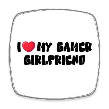 I Love My Gamer Girlfriend - Viereckiger Kühlschrankmagnet - Weiß - Vorne