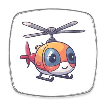 Lächelnder Hubschrauber - Viereckiger Kühlschrankmagnet - Weiß - Vorne