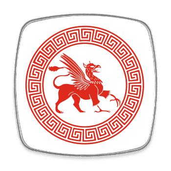 Griechisches rotes Greifsymbol - Viereckiger Kühlschrankmagnet - Weiß - Vorne