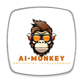 AI Affe mit Sonnenbrille - Viereckiger Kühlschrankmagnet - Weiß - Vorne