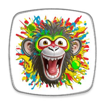 Porträt/Kopf eines bunten Rasta-Affen platzt vor Lachen - Viereckiger Kühlschrankmagnet - Weiß - Vorne