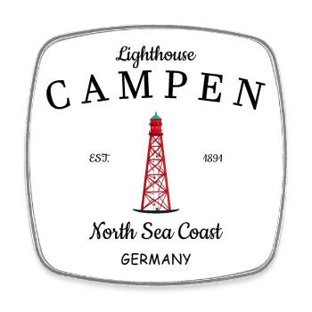 Lighthouse Camping Mer du Nord Allemagne - Magnet carré - blanc - Devant