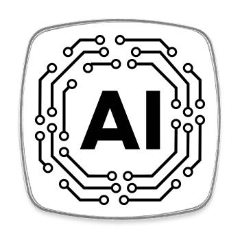 AI Icon Badge Logo Artificial Intelligence Logo - Viereckiger Kühlschrankmagnet - Weiß - Vorne