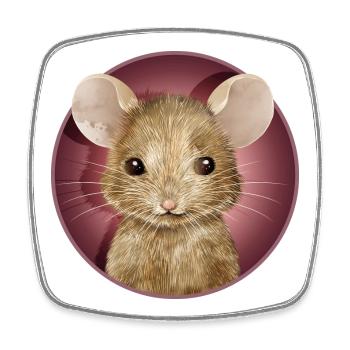 cute mouse looking out of the mouse hole - Square fridge magnet - white - Front