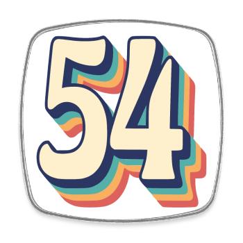 Vintage Retro T-Shirt Nummer 54 Vierundfünfzig - Viereckiger Kühlschrankmagnet - Weiß - Vorne