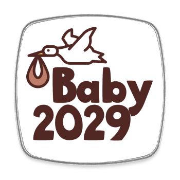 Storch Baby 2029 - Viereckiger Kühlschrankmagnet - Weiß - Vorne