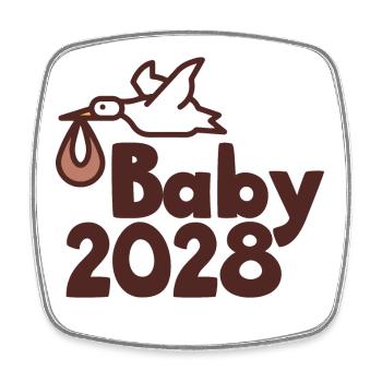 Storch Baby 2028 - Viereckiger Kühlschrankmagnet - Weiß - Vorne