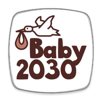 Storch Baby 2030 - Viereckiger Kühlschrankmagnet - Weiß - Vorne