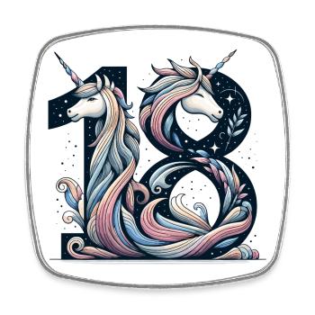 18 Jahre Einhorn 18. Geburtstag Geschenk - Viereckiger Kühlschrankmagnet - Weiß - Vorne