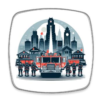 Feuerwehrmänner Stadt Geschenk - Viereckiger Kühlschrankmagnet - Weiß - Vorne