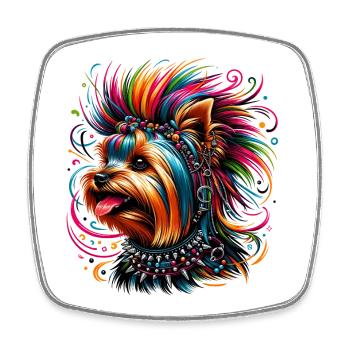 Yorkshire Terrier Punk - Viereckiger Kühlschrankmagnet - Weiß - Vorne