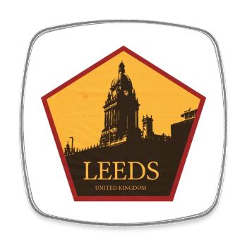 Leeds Uhrturm Silhouette - Viereckiger Kühlschrankmagnet - Weiß - Vorne