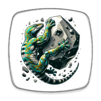 Bouldering Gecko Muscles cadeau - Magnet carré - blanc - Devant