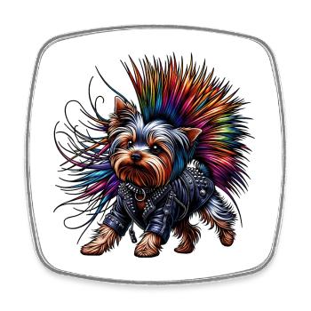 Yorkshire Terrier Punk - Viereckiger Kühlschrankmagnet - Weiß - Vorne