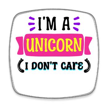 Cool saying: I don't care - Square fridge magnet - white - Front