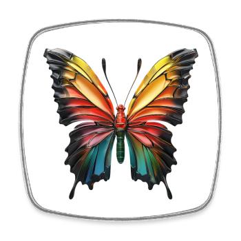 Farbenfroher Schmetterling Eleonore - Druck Design - Viereckiger Kühlschrankmagnet - Weiß - Vorne