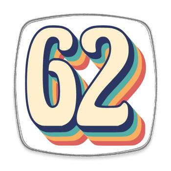 Vintage Retro T-Shirt Number 62 Sixty Two - Square fridge magnet - white - Front