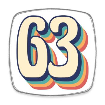 Vintage Retro T-Shirt Nummer 63 Dreiundsechzig - Viereckiger Kühlschrankmagnet - Weiß - Vorne