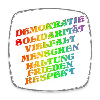 DEMOKRATIE SOLIDARITÄT VIELFALT - Viereckiger Kühlschrankmagnet - Weiß - Vorne