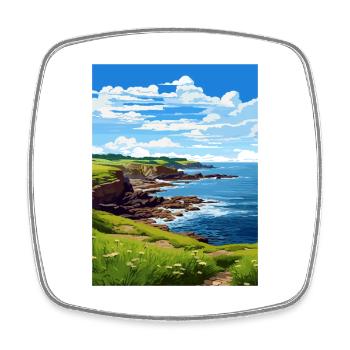 Prussia Cove Cornwall Vintage Reiseposter WPA - Viereckiger Kühlschrankmagnet - Weiß - Vorne